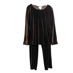 Vintage Hot Cotton by Marc Ware Womens Velour Pantsuit M Chocolate Brown Lounge